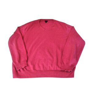 J.Crew Women's Pink V-Neck Pullover Sweater Large Soft Knit Cotton Long Sleeve